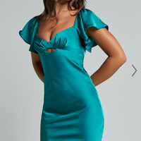 Showpo Emberlynn Midi Dress - Flutter Sleeve Cut Out Satin Dress