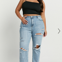 Showpo Billie Jeans - High Waisted Cotton Distressed Mom Denim Jeans