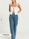 Showpo Dexter Jeans - High Waisted Straight Leg Denim Jeans in Dark Blue Wash