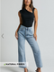 Showpo Wilkins Jeans - High Waisted Straight Leg Cropped Hem Jeans in Mid Blue Wash