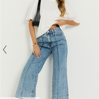 Showpo Jolene Jeans - Mid Rise Wide Leg Recycled Denim Cropped Jeans in Mid Blue Wash