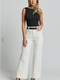 Showpo Malcolm Jeans - Mid Rise Contrast Stitch Flared Denim Jeans in White Denim