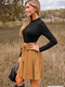 Cupshe Black Long Sleeve Top Khaki Skirt Mini Dress