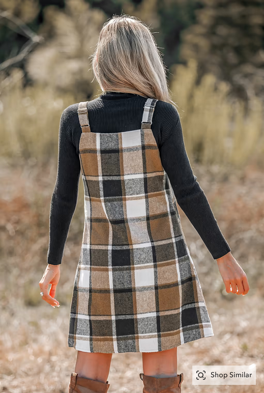 Cupshe Plaid V-Neck Pockets A-line Mini Dress(X3)