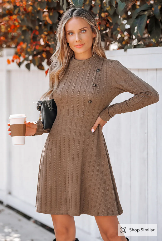 Cupshe Latte Textured Knit Mini Dress(X2)