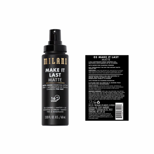 Milani Cosmetics Make It Last Matte - Matte Finish Charcoal Setting Spray