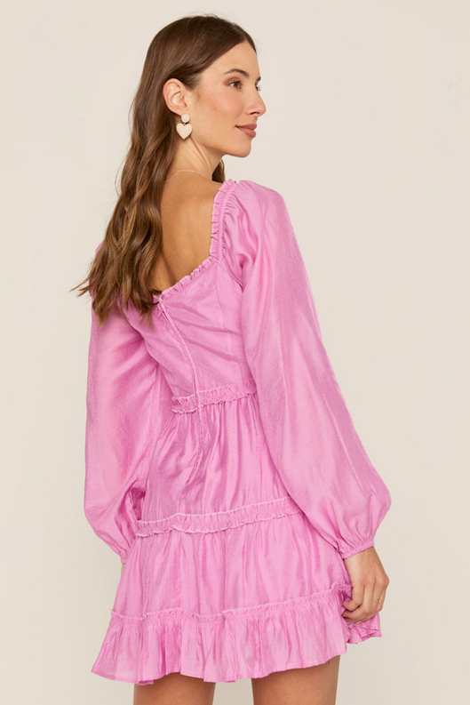 Francesca's Vickie Long Sleeve Ruffle Tiered Mini Dress