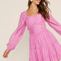 Francesca's Vickie Long Sleeve Ruffle Tiered Mini Dress