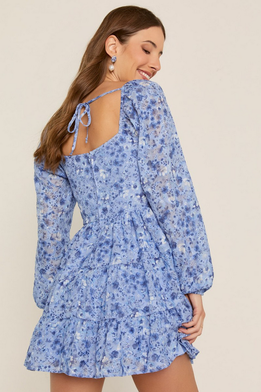 Francesca's Sam Bow Front Floral Tiered Mini Dress