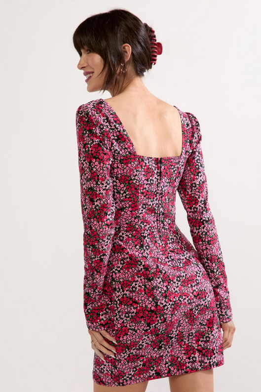 Francesca's Angelina Long Sleeve Ditsy Floral Mini Dress