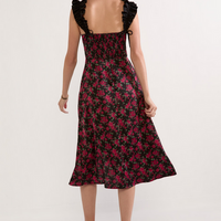 Francesca's Melissa Floral Satin Midi Dress