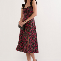 Francesca's Melissa Floral Satin Midi Dress