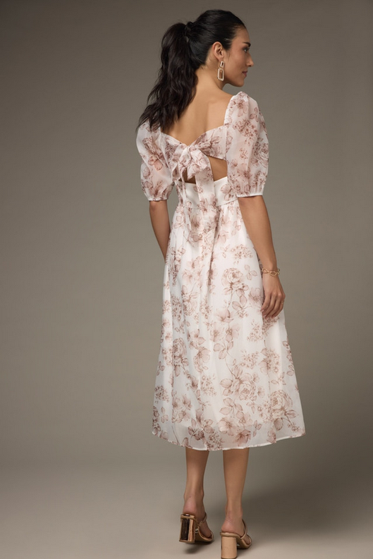 Francesca's Madeline Floral Bow Back Midi Dress