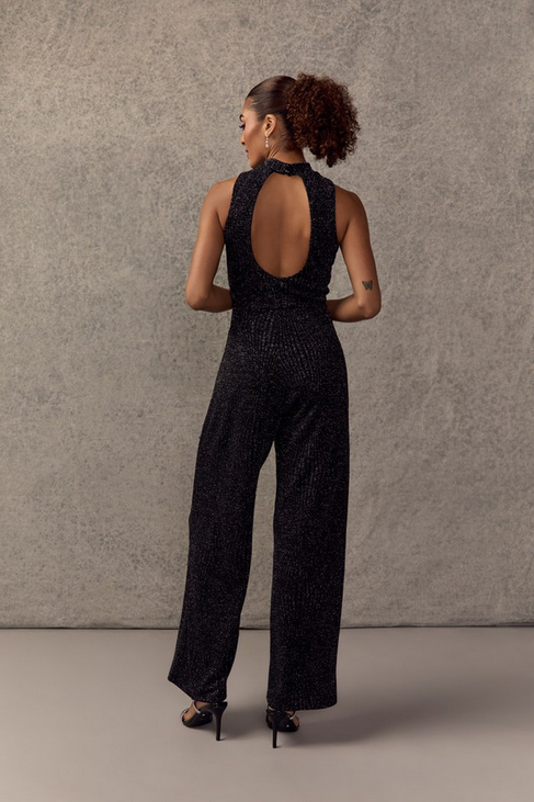 Francesca's Terrie Mock Neck Glitter Jumpsuit (x2)