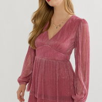 Francesca's Tammie Puff Sleeve Shimmer Mini Dress