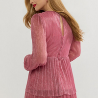 Francesca's Tammie Puff Sleeve Shimmer Mini Dress