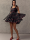 Francesca's Alana Ruffle Tiered Plaid Mini Dress (x2)