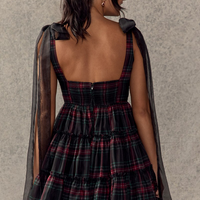 Francesca's Alana Ruffle Tiered Plaid Mini Dress (x2)