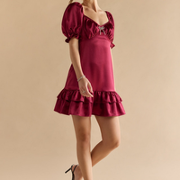 Francesca's Harriet Embellished Bow Satin Dress