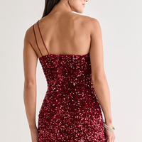 Francesca's Oaklyn One Shoulder Sequin Mini Dress