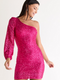 Francesca's Kendell Long Sleeve One Shoulder Sequin Mini Dress (x2)