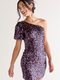 Francesca's Georgina One Shoulder Sequin Mini Dress Wine (x2)