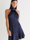 Francesca's Dana Satin Bow Halter Mini Dress