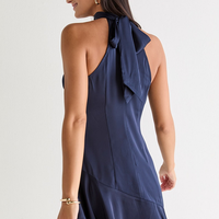 Francesca's Dana Satin Bow Halter Mini Dress