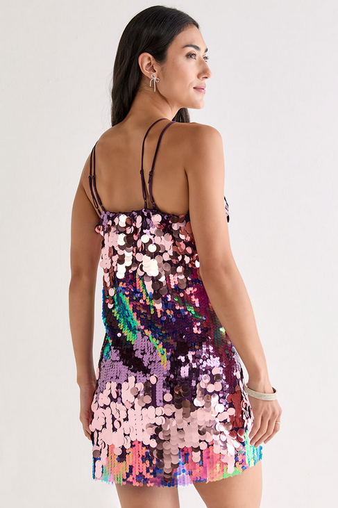 Francesca's Alondra Sequin Halter Mini Dress