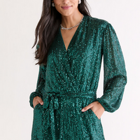 Francesca's Brooke Long Sleeve Sequin Romper