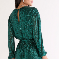 Francesca's Brooke Long Sleeve Sequin Romper