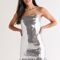 Francesca's Linda Fringe Hem Sequin Mini Dress