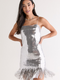 Francesca's Linda Fringe Hem Sequin Mini Dress