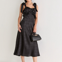 Francesca's Rita Ruched Bow Jacquard Midi Dress (x2)