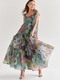 Francesca's Alahna Tie Strap Sage Floral Maxi Dress