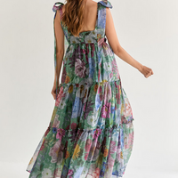 Francesca's Alahna Tie Strap Sage Floral Maxi Dress