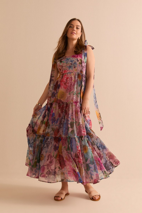 Francesca's Alahna Tie Strap Floral Maxi Dress