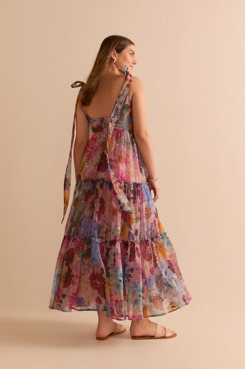 Francesca's Alahna Tie Strap Floral Maxi Dress