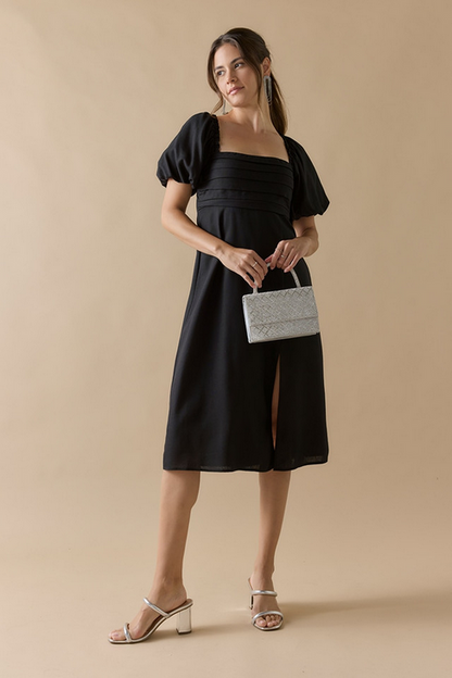 Francesca's Sarah Pleated Puff Sleeve Midi Dress (x2)