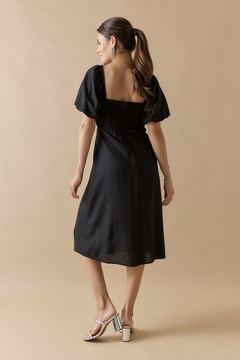 Francesca's Sarah Pleated Puff Sleeve Midi Dress (x2)