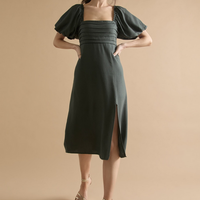 Francesca's Sarah Pleated Puff Sleeve Midi Dress (x2)