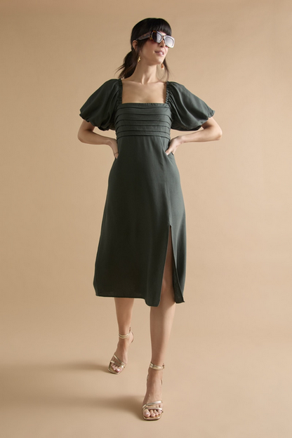 Francesca's Sarah Pleated Puff Sleeve Midi Dress (x2)