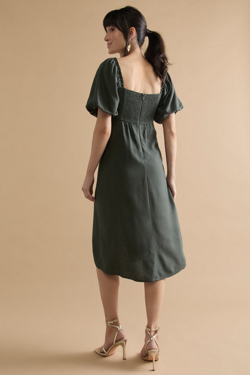 Francesca's Sarah Pleated Puff Sleeve Midi Dress (x2)