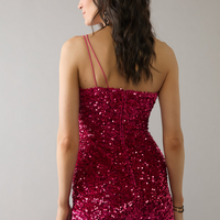 Francesca's Giselle One Shoulder Sequin Mini Dress (x2)