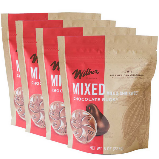 Wilbur Chocolate Wilbur Mixed Milk & Semisweet Chocolate Buds - 8 oz. Bag, 40 ct. Case