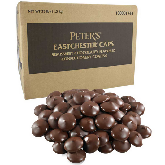 Wilbur Chocolate Peter's Eastchester Dark Confectionery Wafers 25 lb. Case