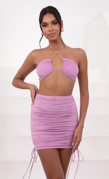 Lucy in the Sky Scrunch Two Piece Set in Lilac