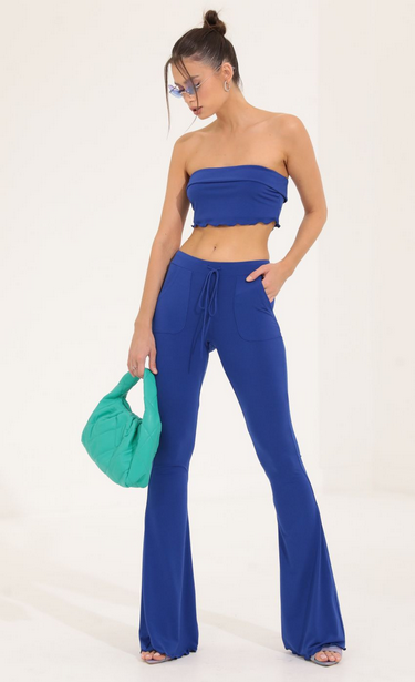 Lucy in the Sky Two Piece Pant Set in Navy