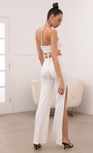 Lucy in the Sky Suede Pant Set in White