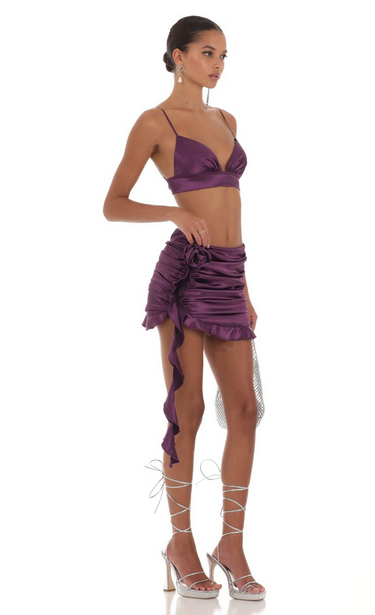 Lucy in the Sky Rose Tassel Two Piece Set in Purple